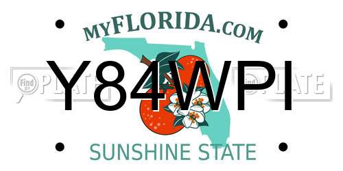 Y84WPI Florida License Plate