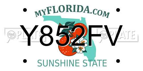 Y852FV Florida License Plate