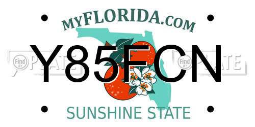 Y85FCN Florida License Plate