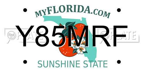 Y85MRF Florida License Plate