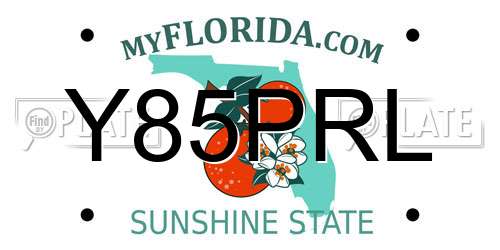 Y85PRL Florida License Plate