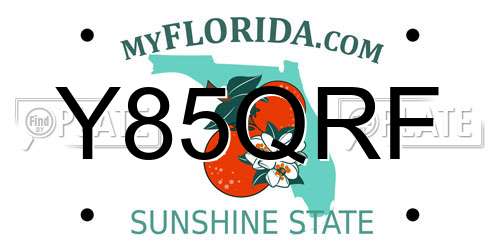Y85QRF Florida License Plate