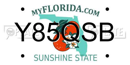 Y85QSB Florida License Plate