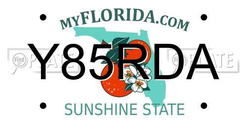 Y85RDA Florida License Plate
