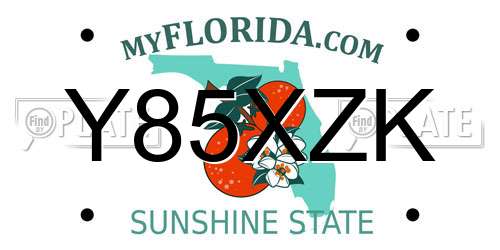 Y85XZK Florida License Plate