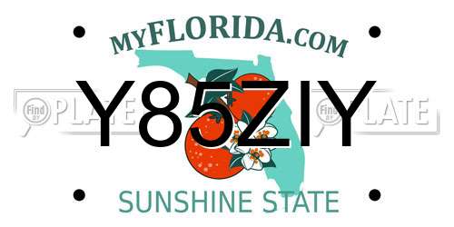 Y85ZIY Florida License Plate