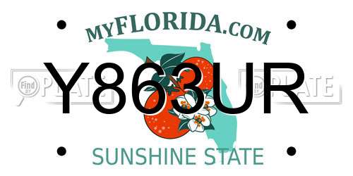 Y863UR Florida License Plate