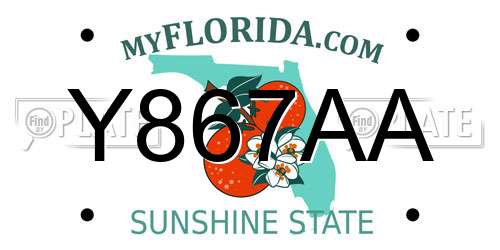 Y867AA Florida License Plate