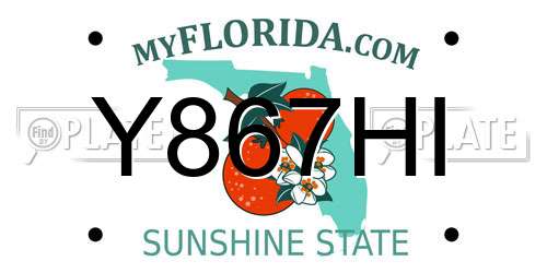 Y867HI Florida License Plate