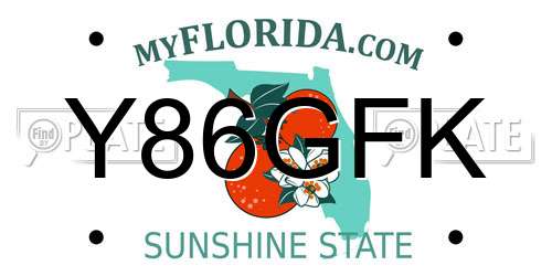 Y86GFK Florida License Plate