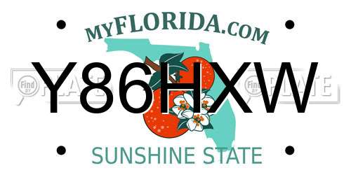 Y86HXW Florida License Plate