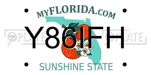 Y86IFH Florida License Plate