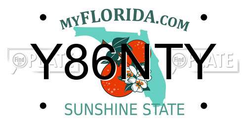 Y86NTY Florida License Plate
