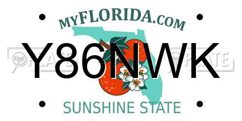 Y86NWK Florida License Plate