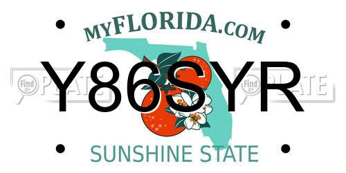 Y86SYR Florida License Plate