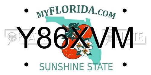 Y86XVM Florida License Plate