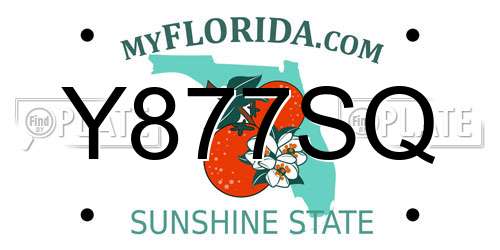 Y877SQ Florida License Plate