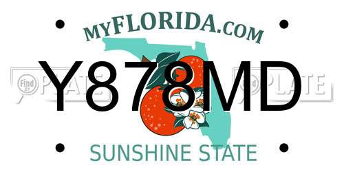 Y878MD Florida License Plate