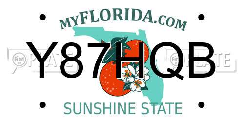 Y87HQB Florida License Plate