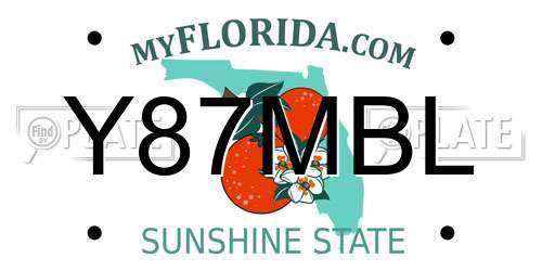 Y87MBL Florida License Plate