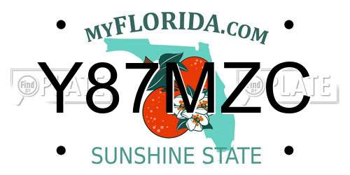 Y87MZC Florida License Plate