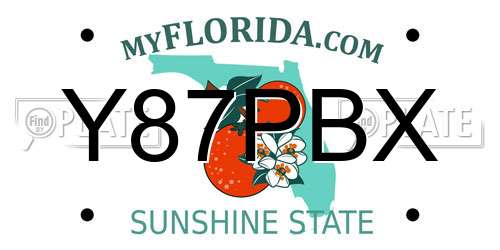 Y87PBX Florida License Plate