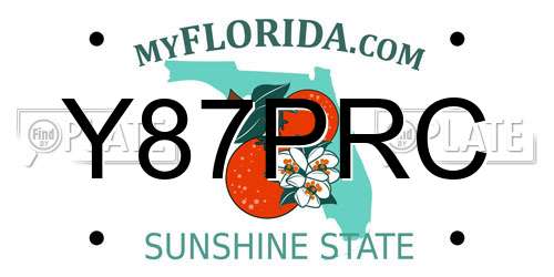 Y87PRC Florida License Plate