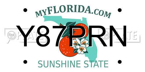 Y87PRN Florida License Plate