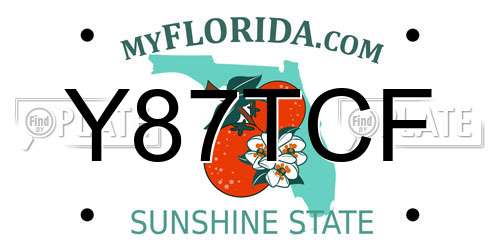 Y87TCF Florida License Plate