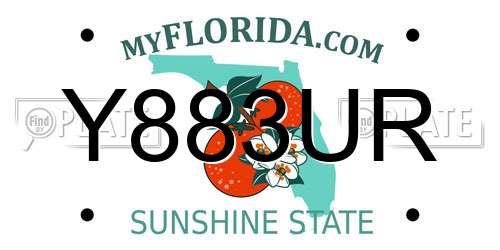 Y883UR Florida License Plate