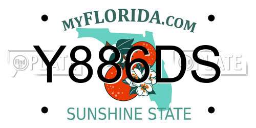 Y886DS Florida License Plate
