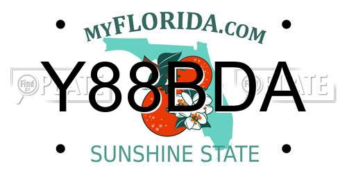 Y88BDA Florida License Plate