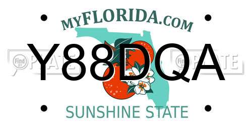 Y88DQA Florida License Plate