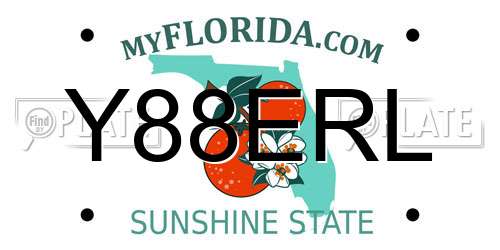 Y88ERL Florida License Plate