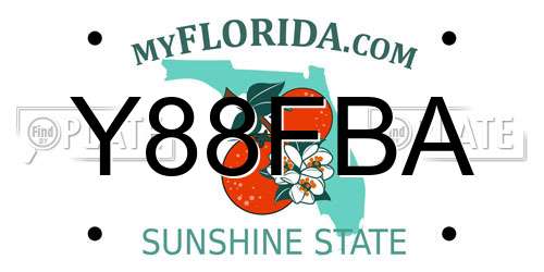 Y88FBA Florida License Plate