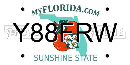 Y88FRW Florida License Plate