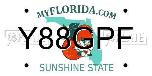 Y88GPF Florida License Plate