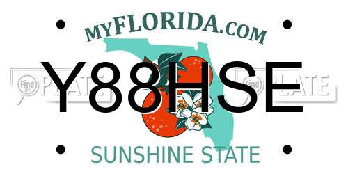 Y88HSE Florida License Plate
