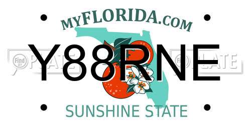 Y88RNE Florida License Plate
