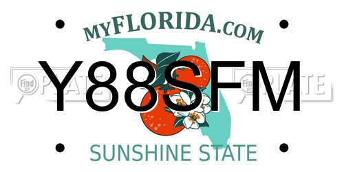 Y88SFM Florida License Plate
