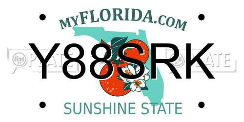 Y88SRK Florida License Plate