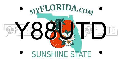 Y88UTD Florida License Plate