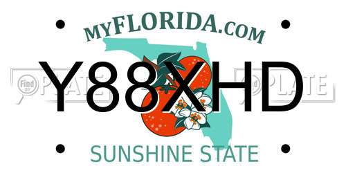 Y88XHD Florida License Plate