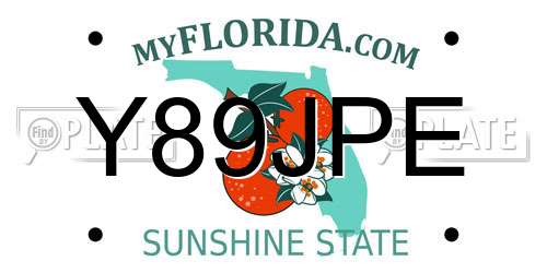 Y89JPE Florida License Plate