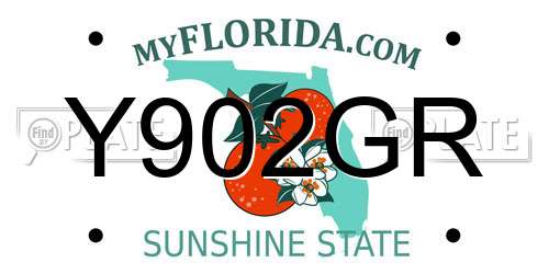 Y902GR Florida License Plate
