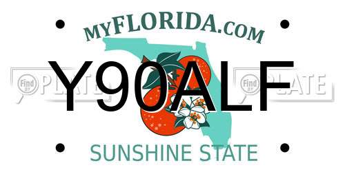 Y90ALF Florida License Plate
