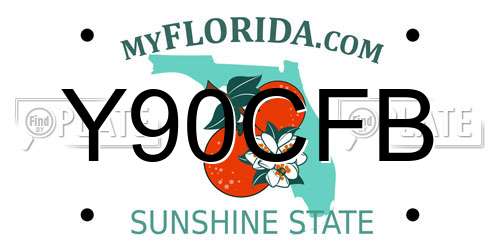 Y90CFB Florida License Plate