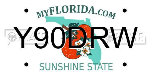 Y90DRW Florida License Plate