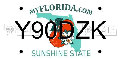 Y90DZK Florida License Plate
