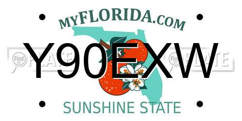 Y90EXW Florida License Plate